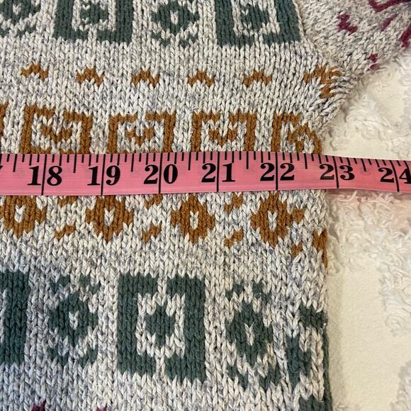 KNITTED GRANDPA SWEATER Unisex XL Multi-Color Chunky Ribbed Oversized Casual - Picture 5 of 6